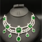 925 Sterling Silver Elegant Synthetic Emerald Set 2-01