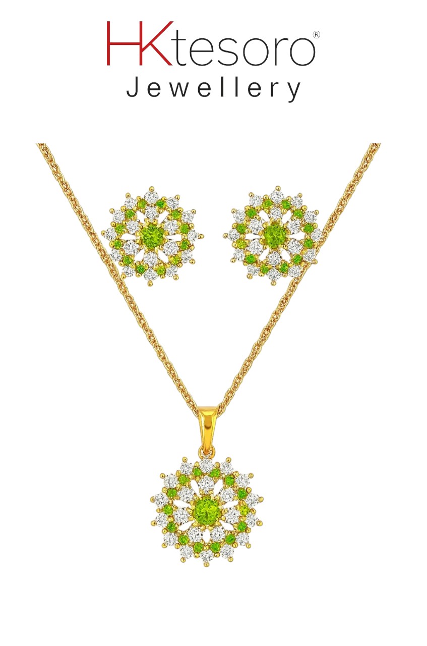 SKU - PS005 925 Sterling Silver Gold Platted Pendant Set
