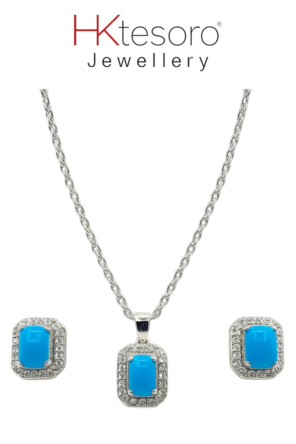SKU - PS011 925 Sterling Silver Turquoise Pendant Set