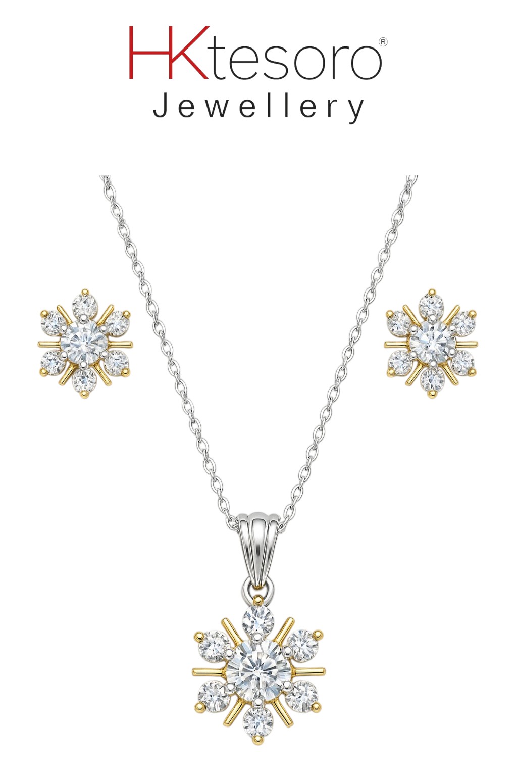 SKU - PS015 925 Sterling Silver Zircon Stones Pendant Set