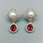 925 Sterling Silver Pearl and Ruby Earrings-02