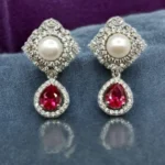 925 Sterling Silver Pearl and Ruby Earrings-02