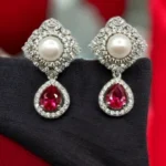 925 Sterling Silver Pearl and Ruby Earrings-02