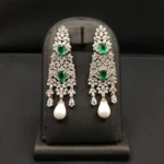 925 Sterling Silver Regal Emerald and Pearl Chandeliers-01