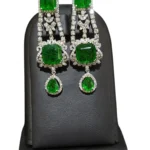 925 Sterling Silver Synthetic Emerald Drop Earrings-01