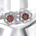 925 Sterling Silver synthetic Multi floral Gemstone with Diamond Style Tops-01