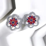 925 Sterling Silver synthetic Multi floral Gemstone with Diamond Style Tops-01