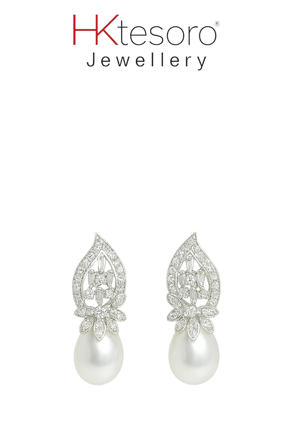 SKU – T019 925 Sterling Silver Luminous Grace Pearl and Diamond Style Tops