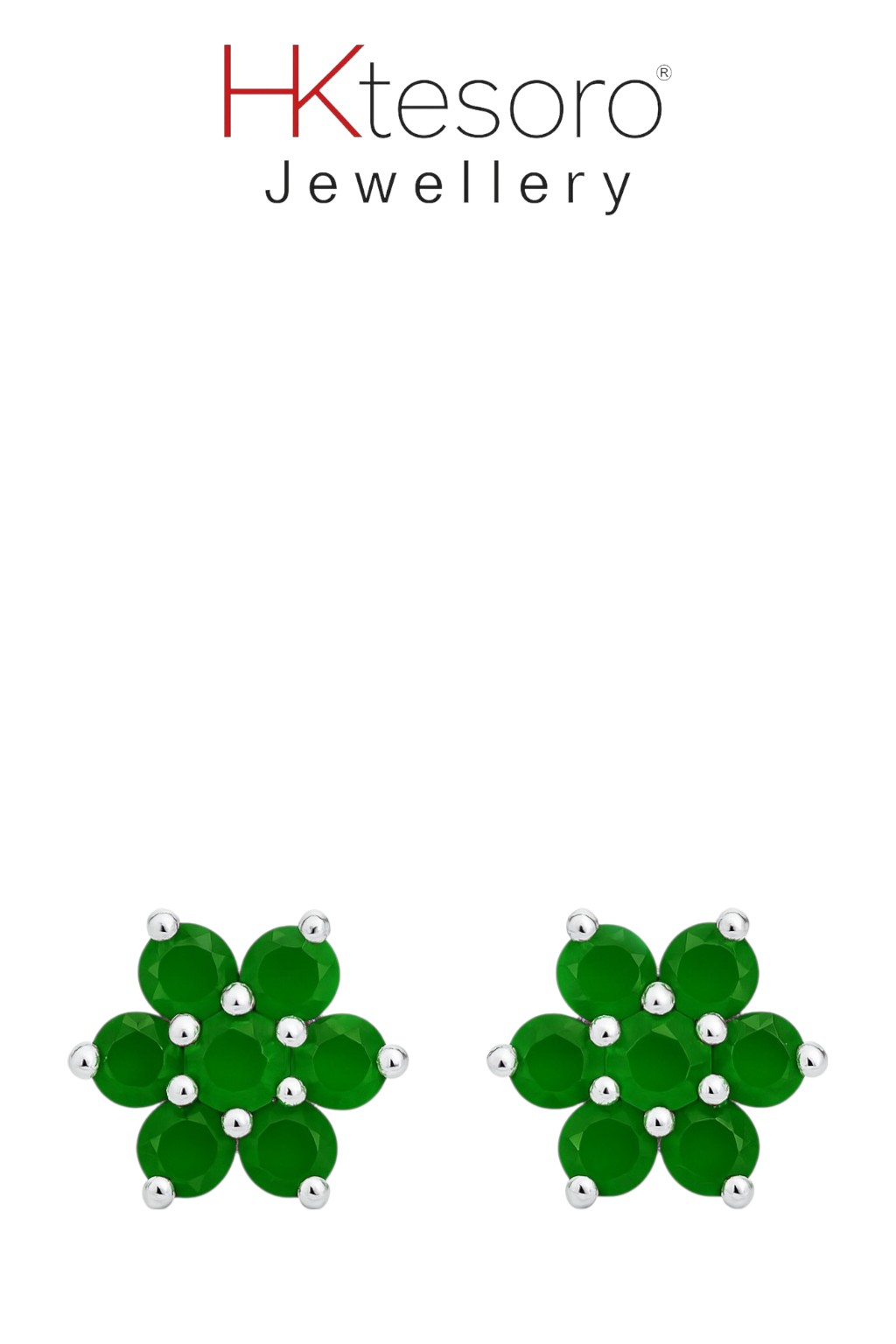 SKU – T029 925 Sterling Silver Synthetic Emerald Floral topes