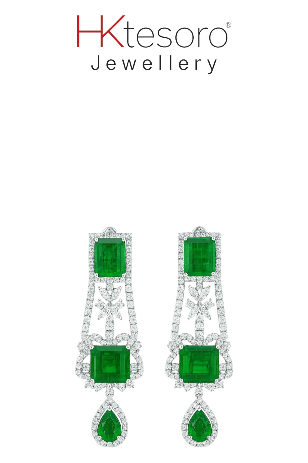 SKU - ER018 925 Sterling Silver Synthetic Emerald Drop Earrings