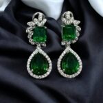 925 Sterling Silver Emerald Elegance Drop Earrings-01