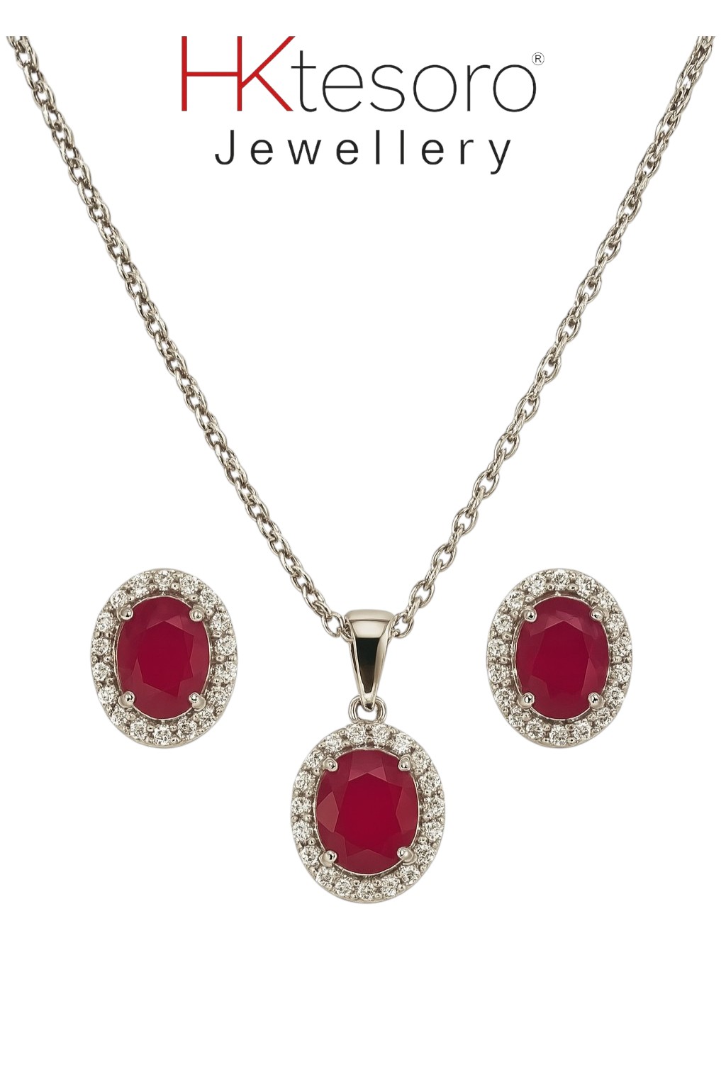 SKU - PS003 925 Sterling silver Synthetic Ruby Pendent Set