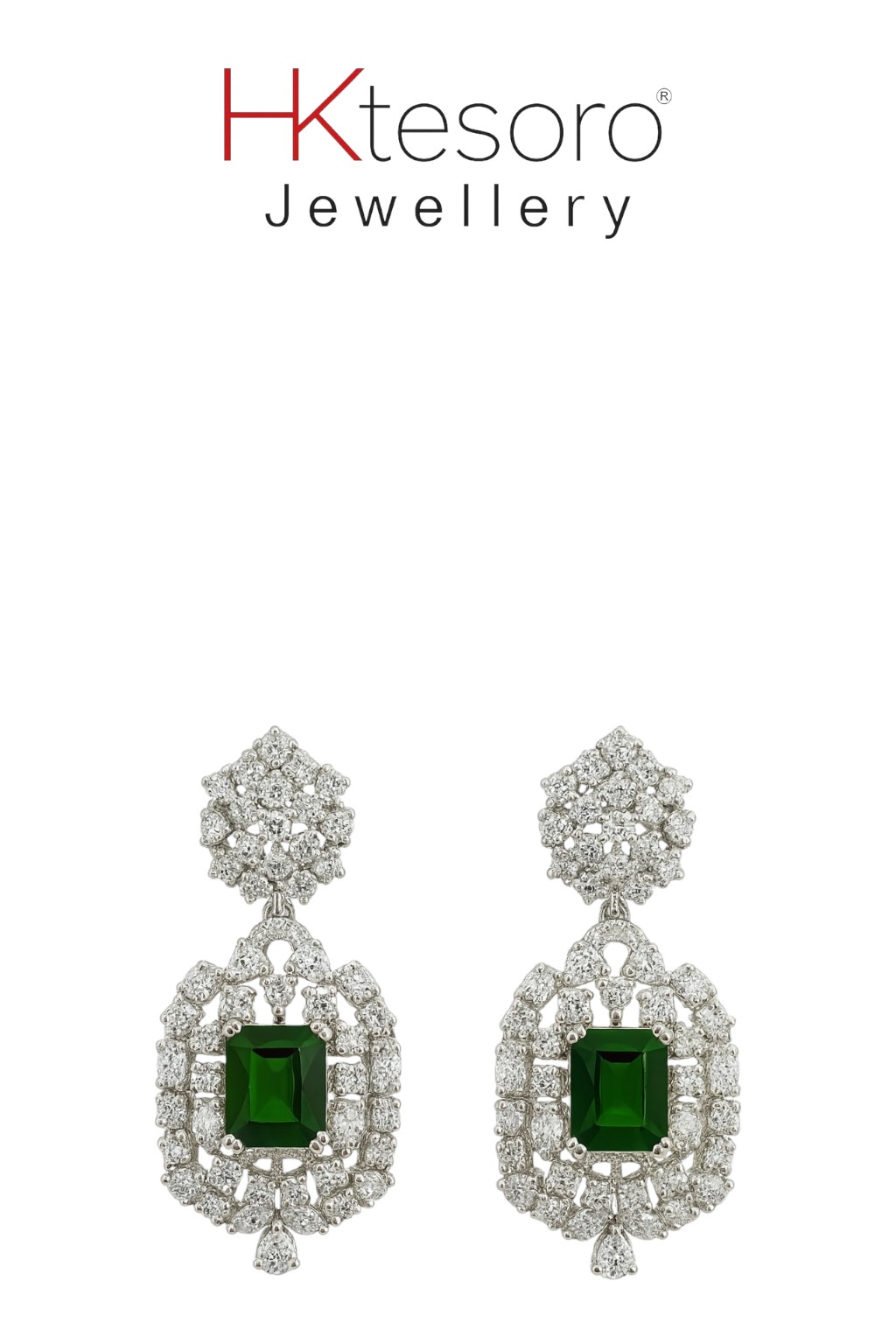 SKU - ER004 925 Sterling silver Synthetic Emerald Earring