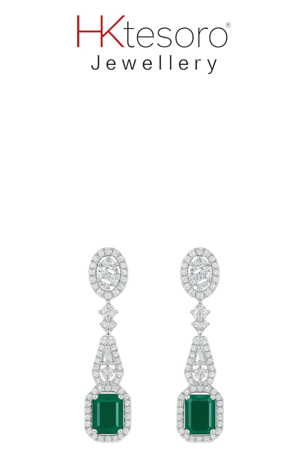 SKU - ER017 925 Sterling Silver Synthetic Emerald Cut Diamond Style Earrings