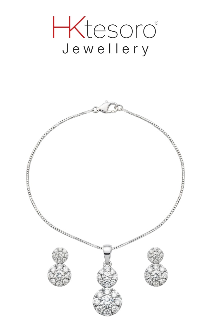 SKU - PS006 925 Sterling Silver Gold Platted Synthetic Ruby and Diamond Style Pendant Set