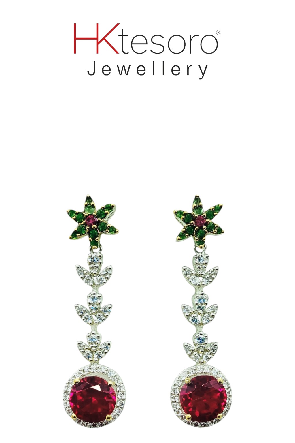 SKU – ER033 925 Sterling Silver Glimmering Synthetic Ruby Earrings