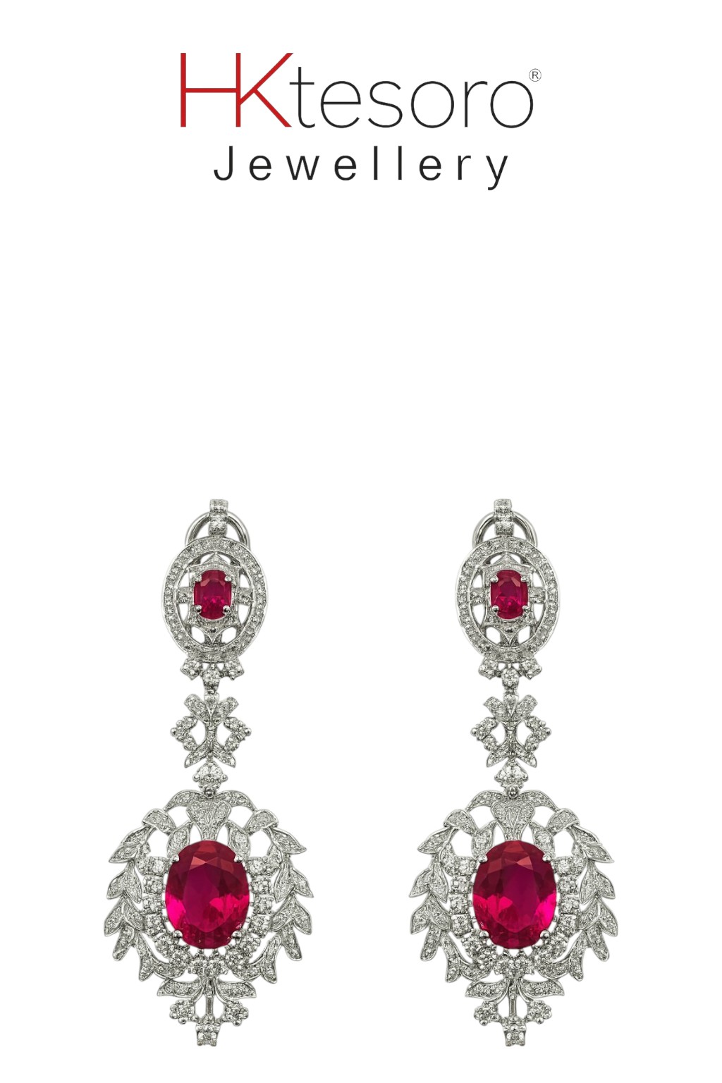 SKU – ER034 925 Sterling Silver Synthetic Ruby Crimson Radiance Earrings