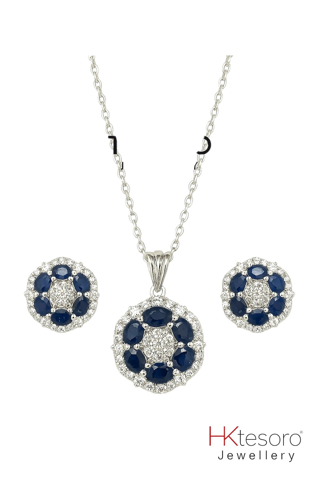 SKU – PS028 925 Sterling Serene Sapphire Pendant Set