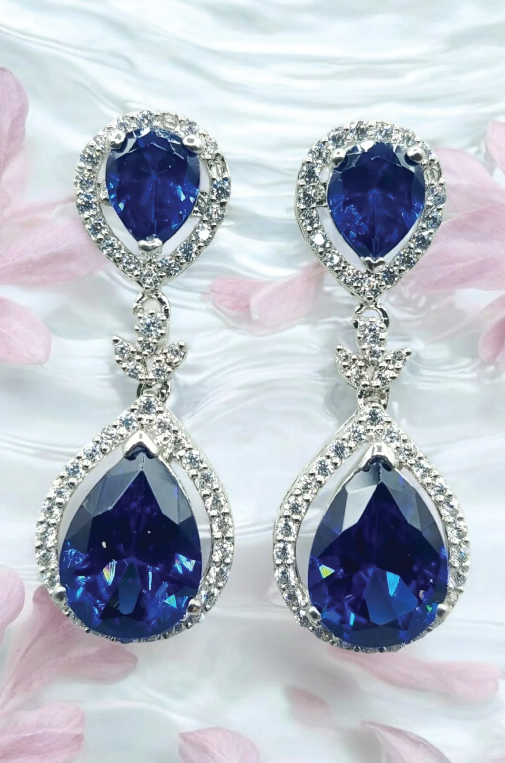 SKU ER037 925 Sterling Synthetic Blue Sapphire Earrings