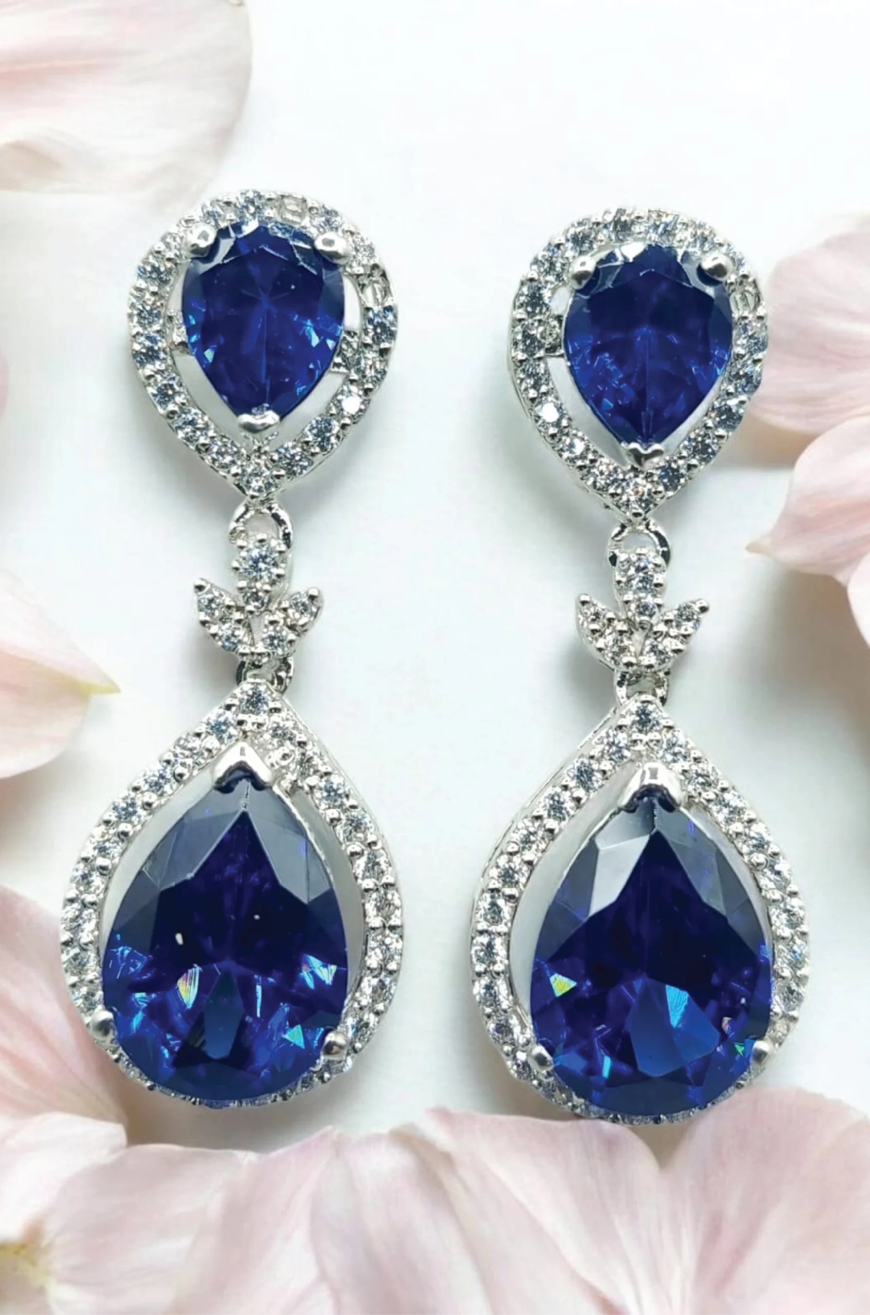 SKU ER037 925 Sterling Synthetic Blue Sapphire Earrings