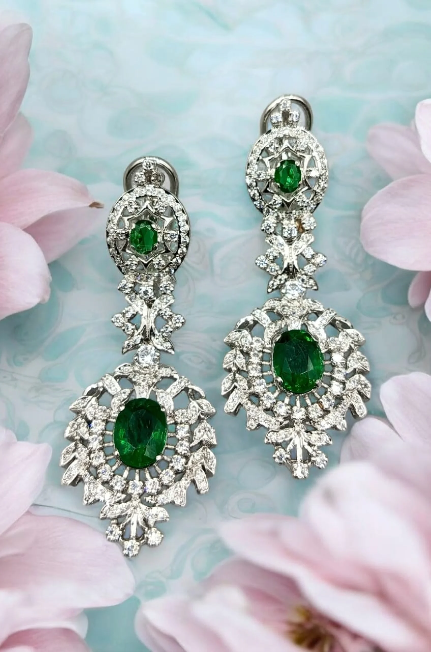 SKU ER039 925 Sterling Verdant Elegance Earrings