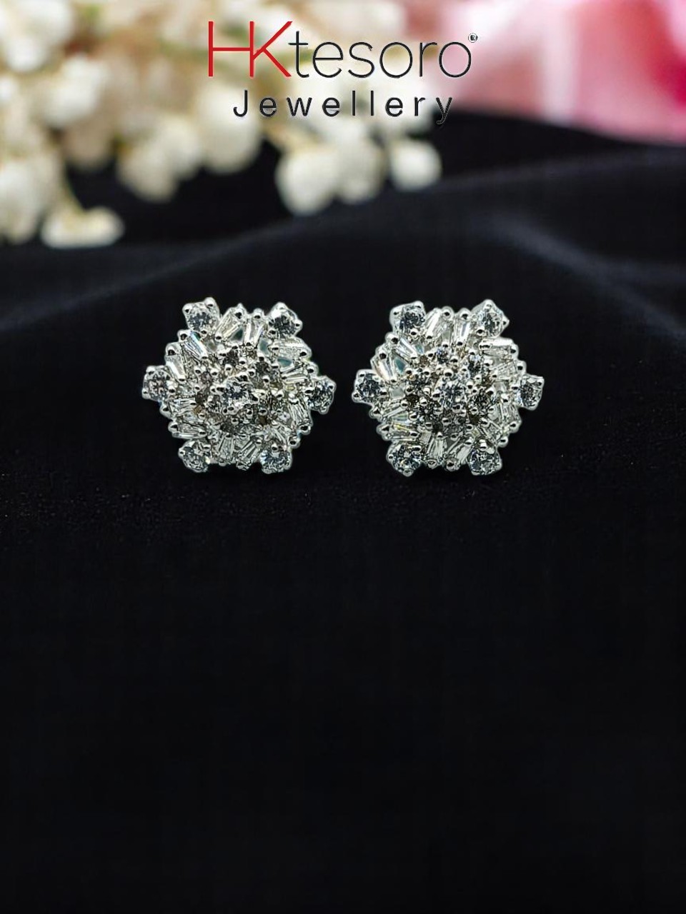 SKU -T059 925 Sterling Silver Frosted Elegance Studs by HK Tesoro