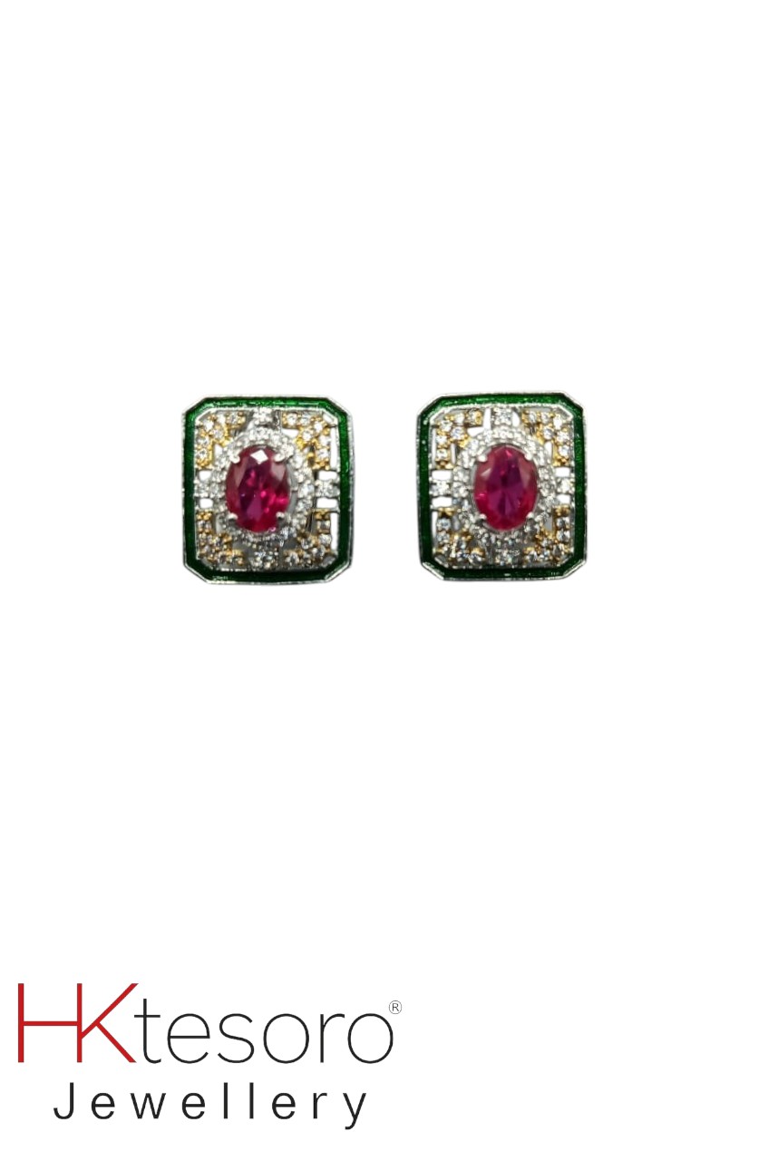 SKU -T060 925 Sterling Silver Regal Ruby Square Tops by HK Tesoro