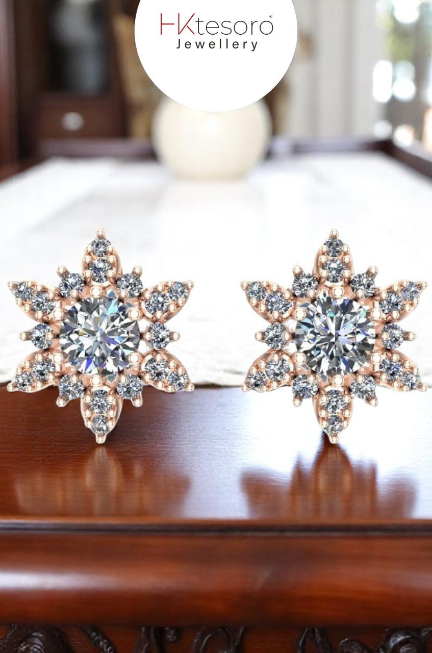 SKU -T057 925 Sterling Silver Tesoro Floral Sparkle Studs