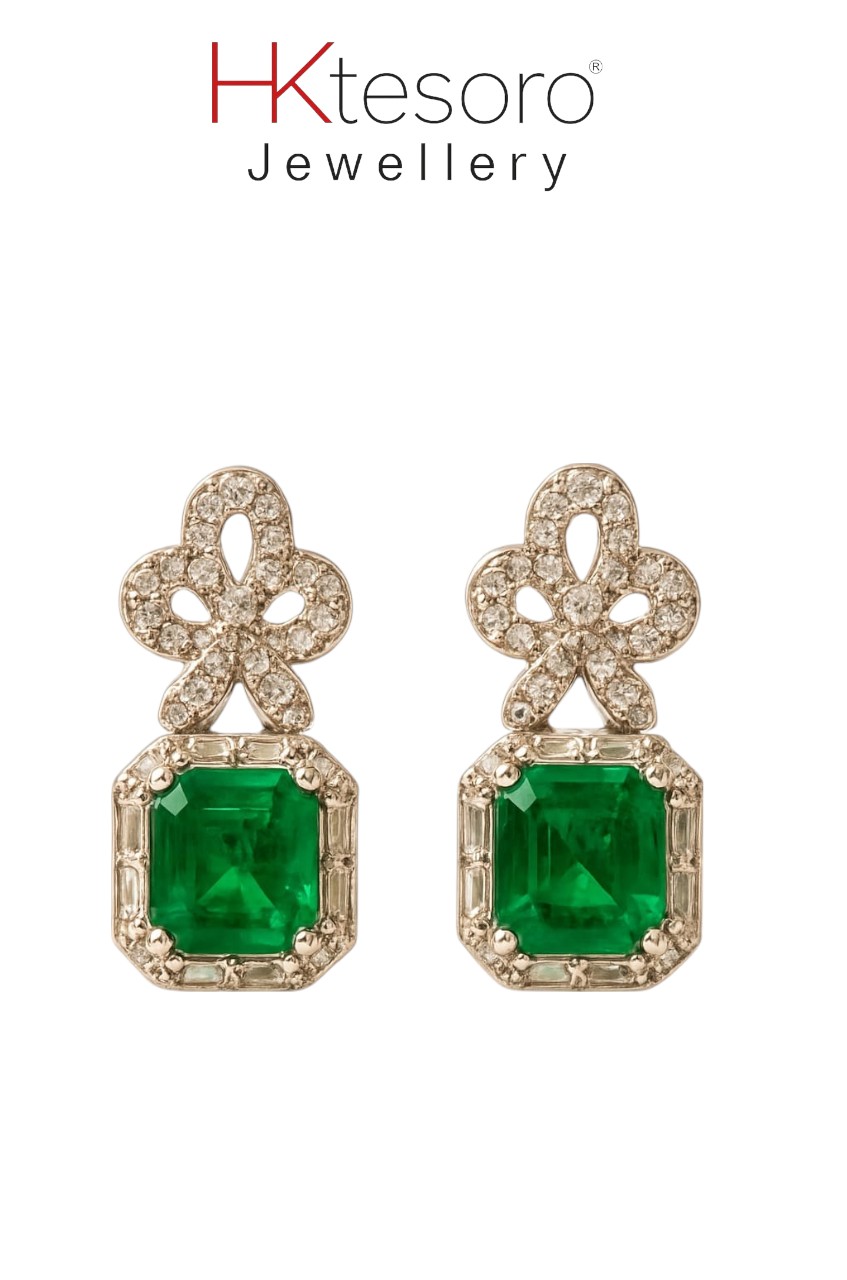 SKU – ER041 925 Sterling Silver Emerald Grace Drop Earrings