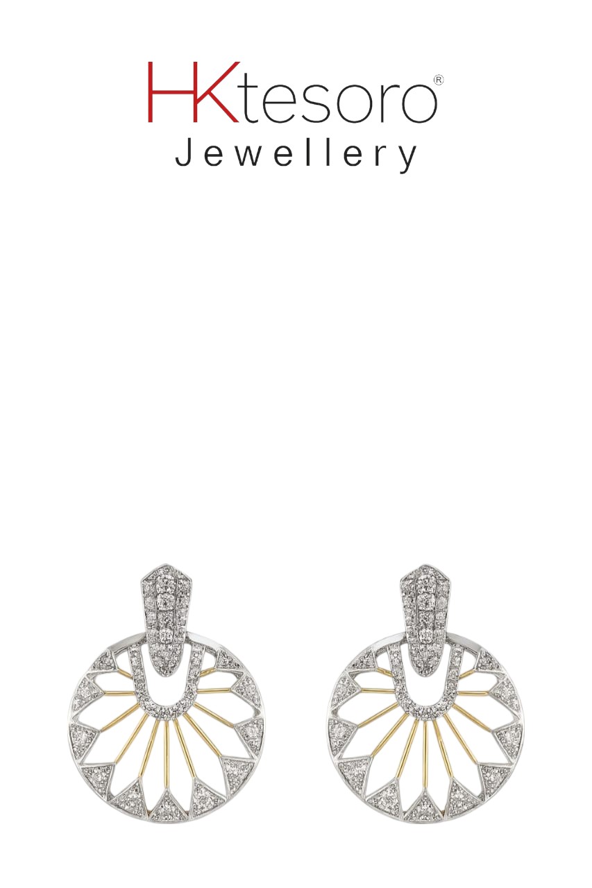SKU – ER042 925 Sterling Silver Sunburst Halo Diamond Earrings By HK Tesoro