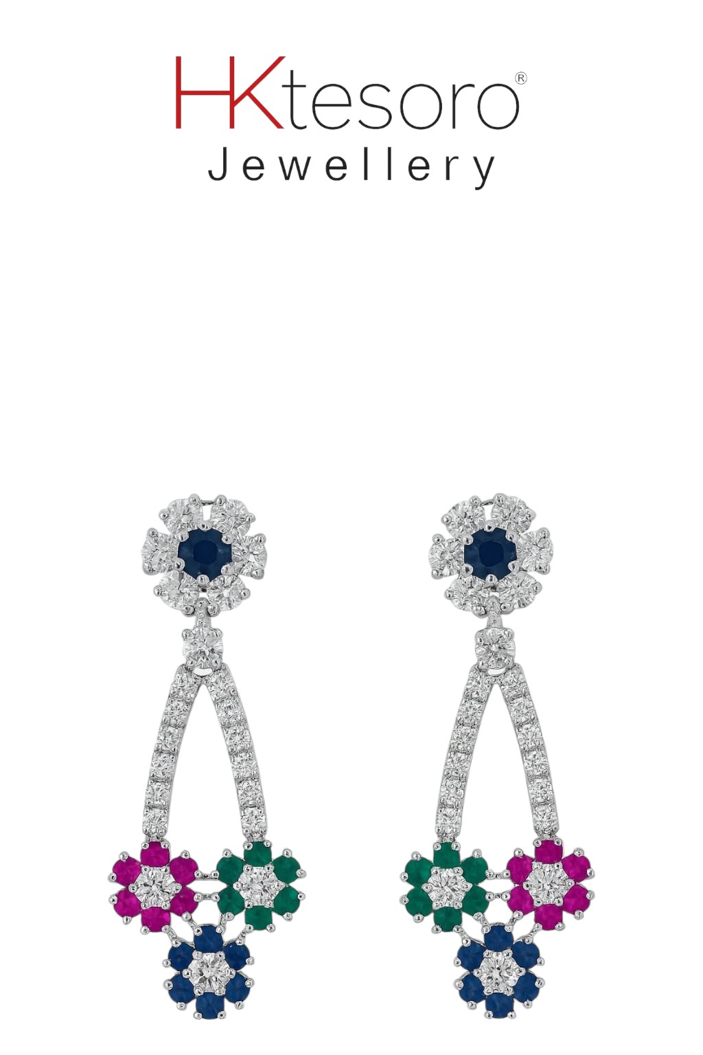 SKU – ER043 925 Sterling Silver Floral Prism Drop Earrings by HK Tesoro