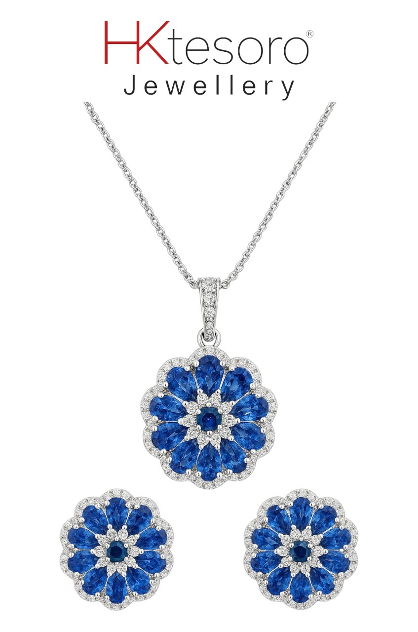 SKU – PS036 925 Sterling Silver Sapphire Petals Set