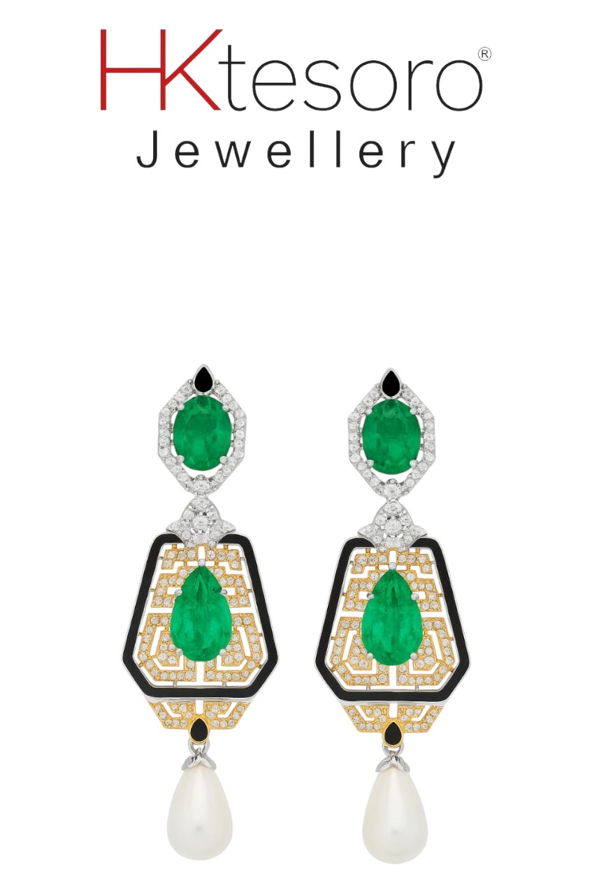 SKU – ER044 925 Sterling Silver The Seraphina Emerald Drops By HK Tesoro
