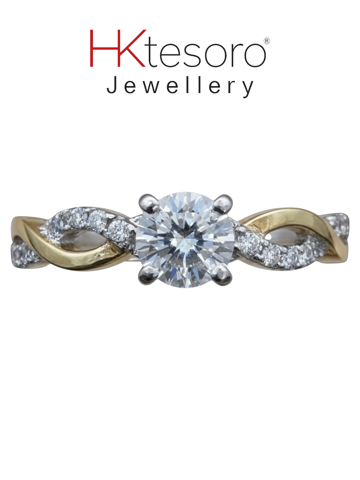 SKU – R051 Two-Tone Silver Infinity Twist Diamond Solitaire Ring