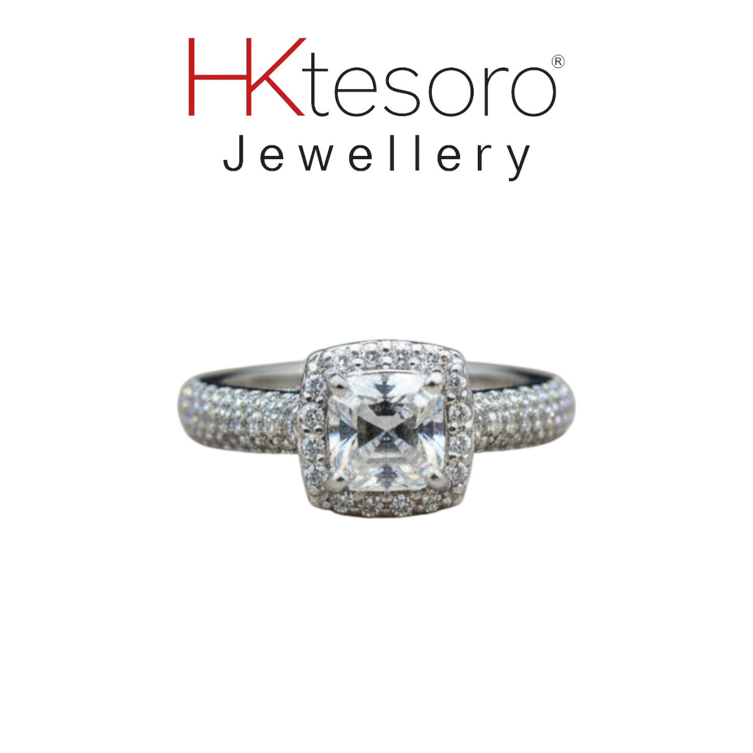 SKU – R051 Luxurious Cushion Cut Diamond Halo Ring