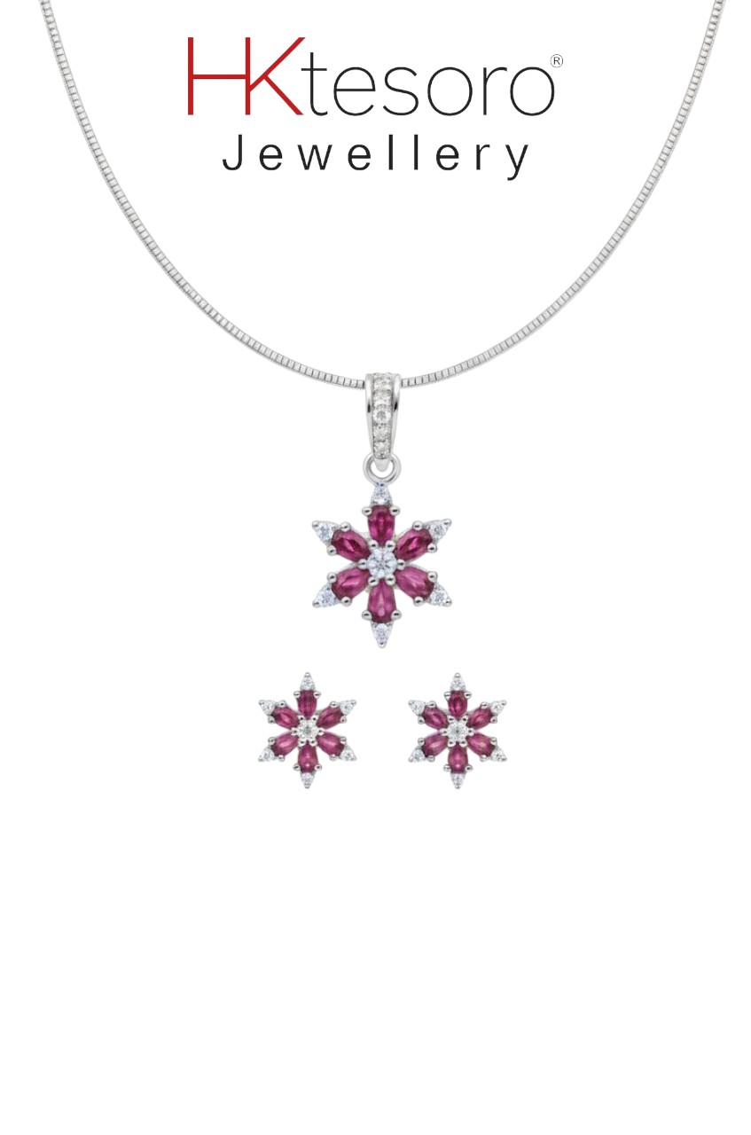 SKU – PS058 Ruby Blossom Pendent and Tops Duo