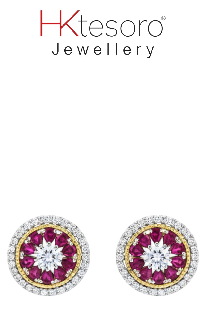 SKU -T073 HKtesoro Ruby Floral Studs