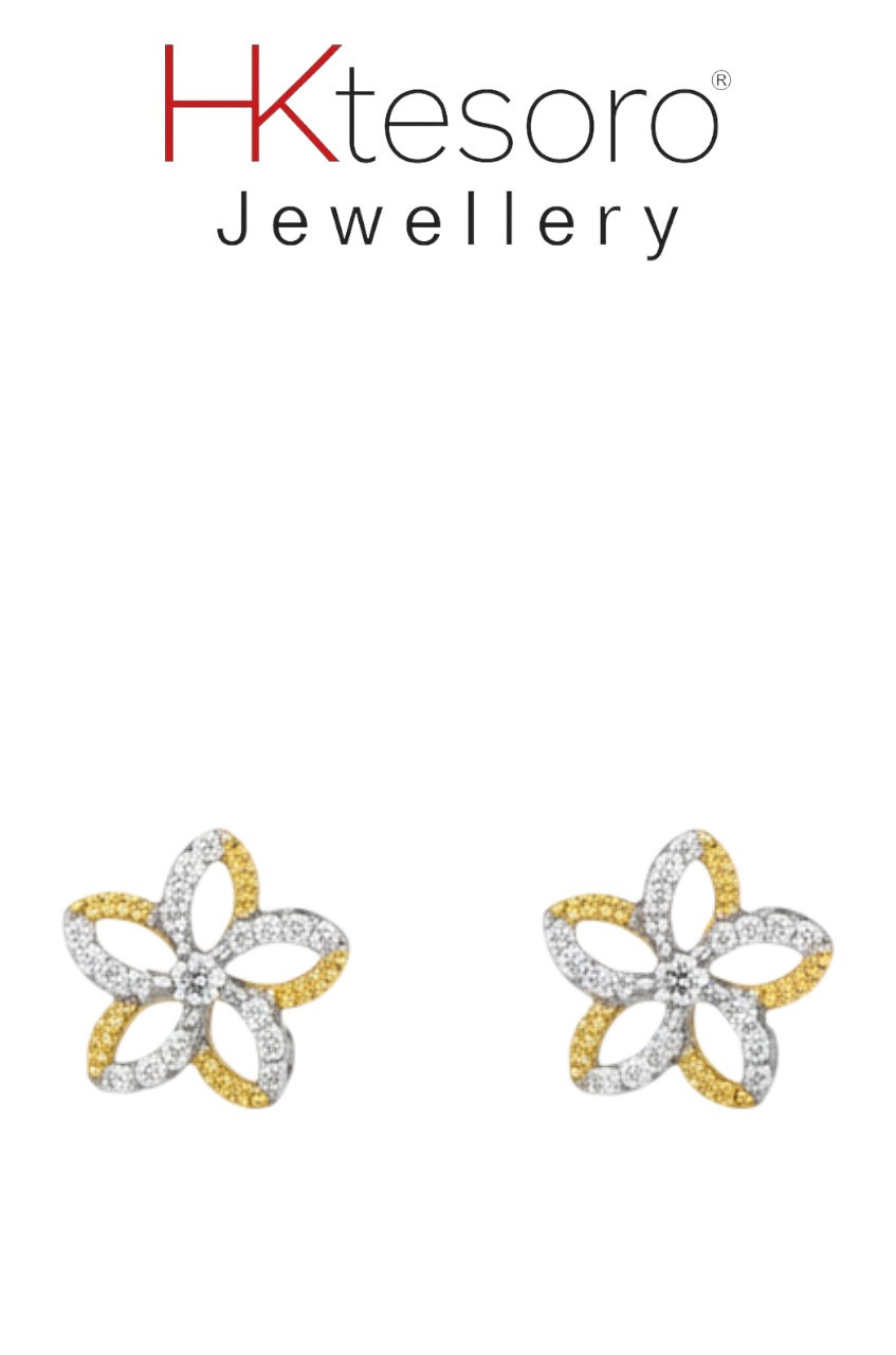 SKU -T072 HKtesoro Dual-Tone Starburst Studs