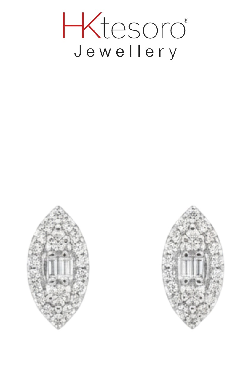 SKU -T074 HKtesoro Marquise Style Diamond Studs