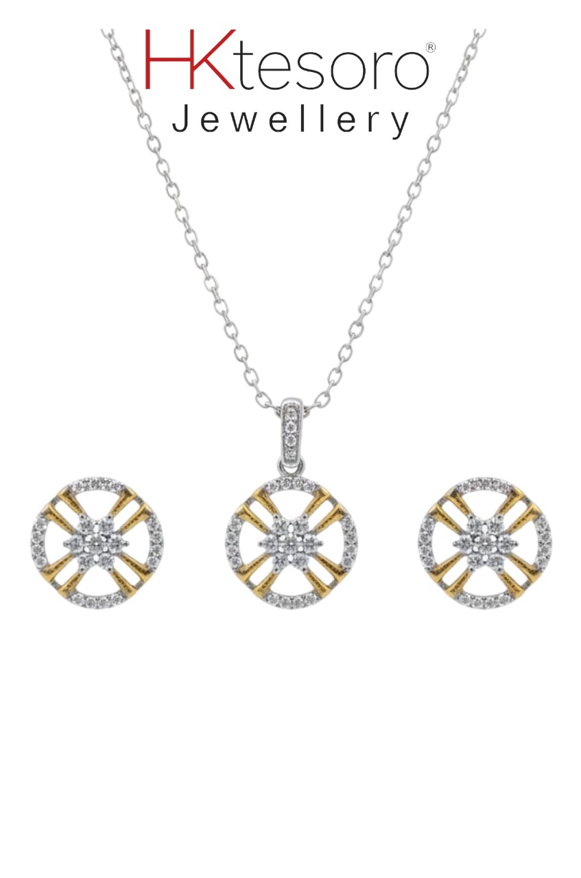SKU – PS082 Celestial Halo Pendant & Earring Duo