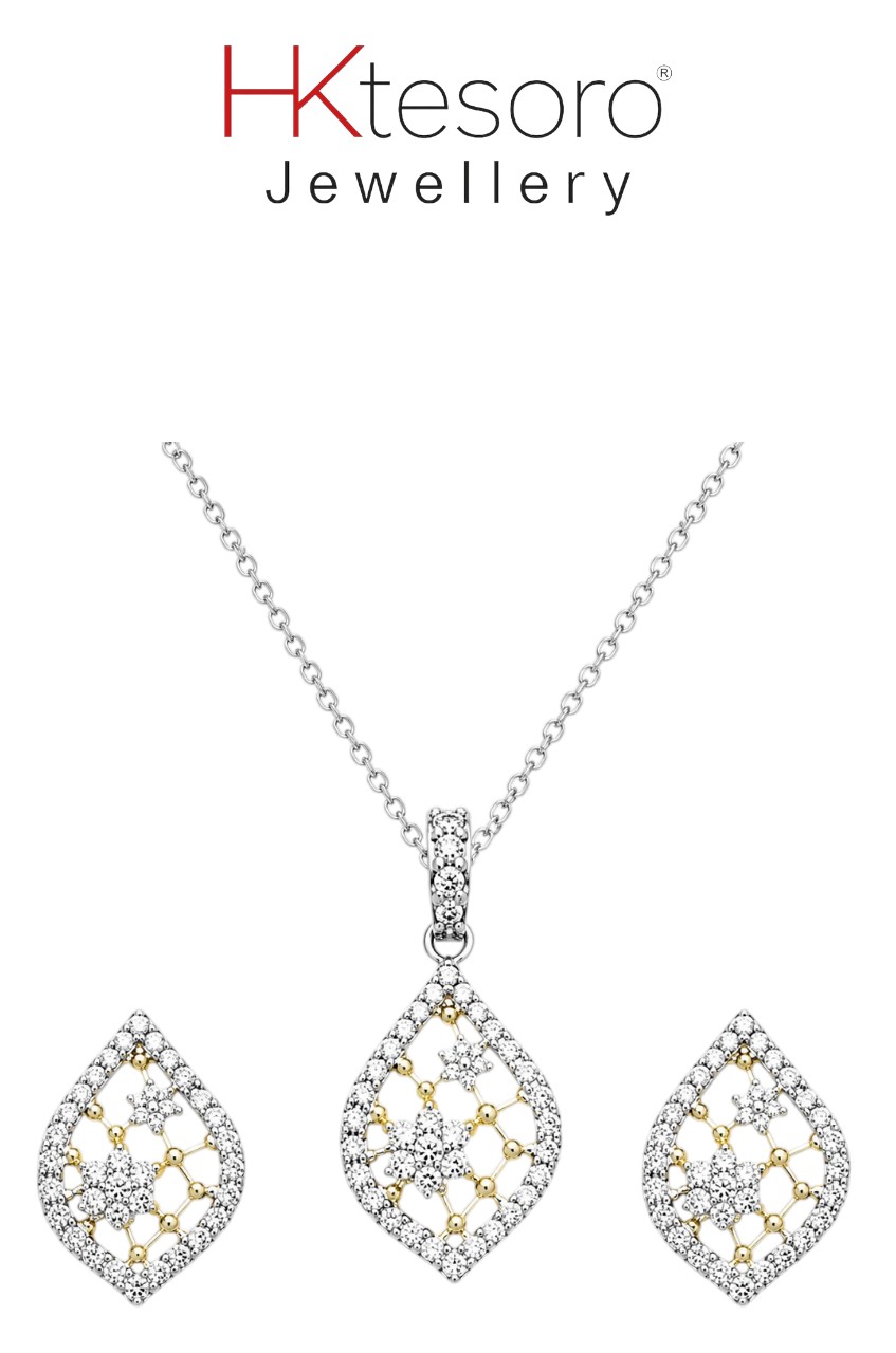 SKU – PS114 Golden Blossom Teardrop Pendant Set