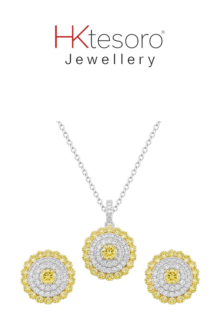 SKU – PS116 Golden Halo Sparkle Pendant Set