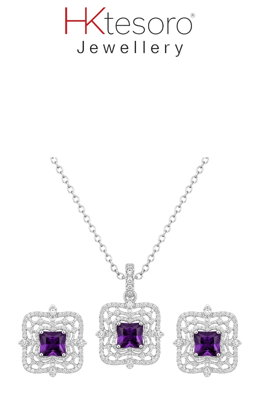 SKU – PS117 Royal Amethyst Lace Pendant Set
