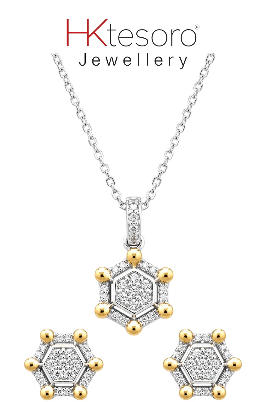 SKU – PS120 Hexa Luxe Dual Tone Pendant Set