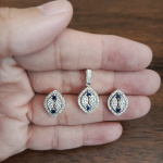 SKU – PS119 Sapphire Leaf Halo Pendant Set ChatGPT Image Jul 7, 2026, 06_26_25 PM