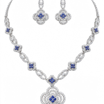 SKU – PS049 Royal Sapphire Floral Diamond Necklace Set Sapphire and Diamond Jewelry Set (1)