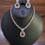 SKU – PS048 Royal Ruby Elegance Diamond Necklace Set Ruby and Diamond Floral Jewelry Set (1)