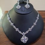 SKU – PS049 Royal Sapphire Floral Diamond Necklace Set Sapphire and Diamond Jewelry Set (1)